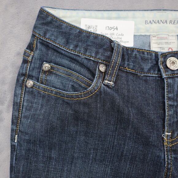 Banana Republic Pants Womens 0 Blue Flare Low Stretch Zip Dark Wash Denim Jeans - Picture 10 of 16